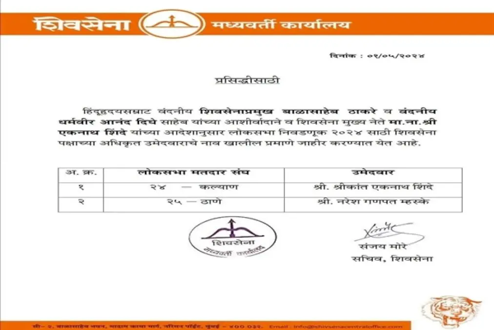 Maharashtra-Cm-Eknath-Shinde’s-Shivsena-Releases-List-Of-2-Candidates-For-Lok-Sabha-Elections