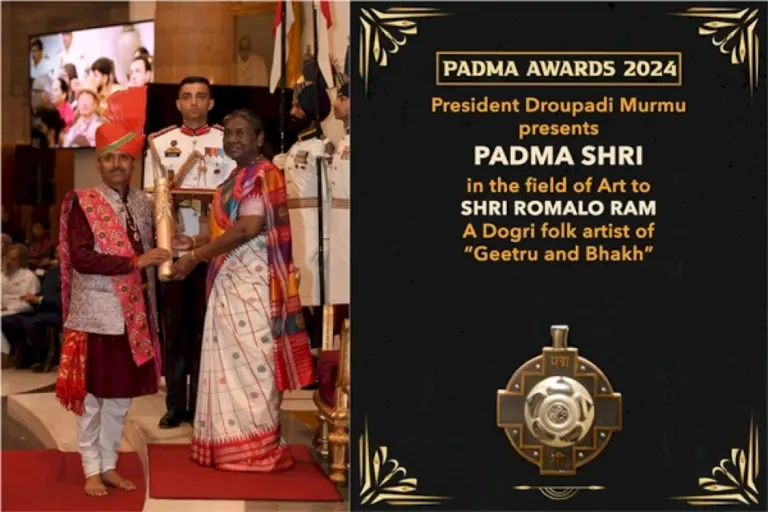 Prez-Droupadi-Murmu-Conferred-Padma-Shri-To-Romalo-Ram-Of-J&K-In-Field-Of-Art