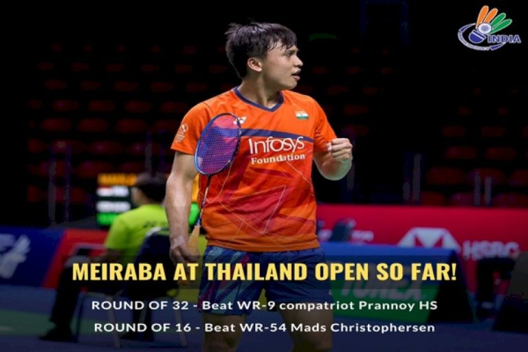 India’s-Meiraba-Luwang-Maisnam-Advances-To-Men’s-Singles-Quarter-Finals-Of-Prestigious-Thailand-Open-Badminton-In-Bangkok