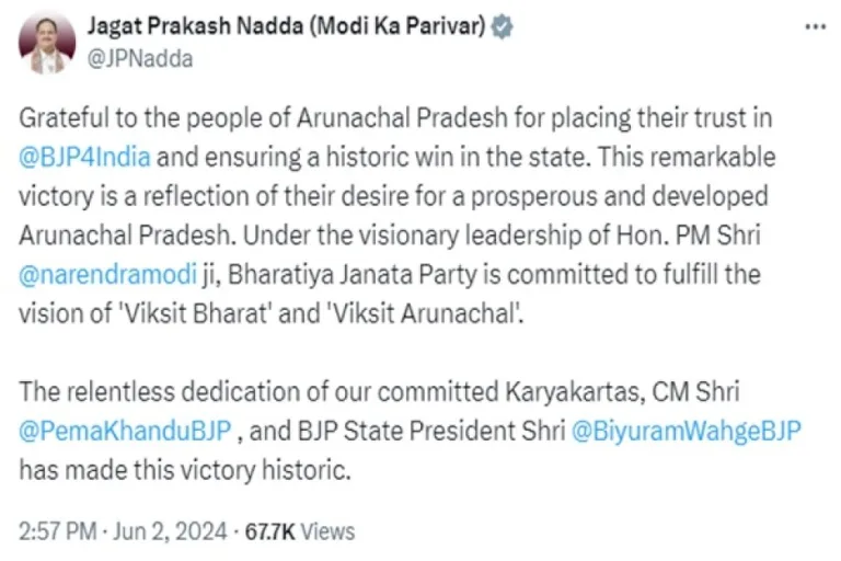 Jp-Nadda-Expresses-His-Gratitude-To-People-Of-Arunachal-For-Bjp’s-Victory-In-Assembly-Election